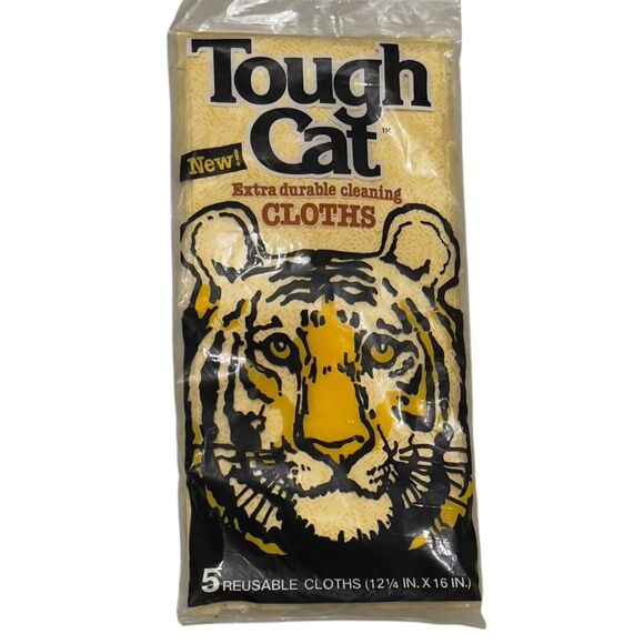 Tough Cat Extra Durable Cleaning Cloths 5 Reusable 1980 Vintage New Old Stock - Picture 1 of 8
